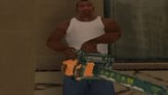 Carl “CJ” Johnson holding a Chainsaw (Image via GTA Wiki)